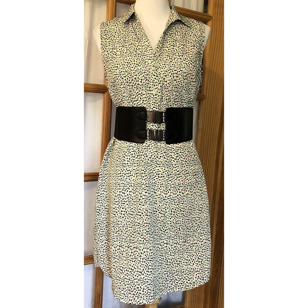 Y2K The Limited Ashton Tank Dress M Collared Sleeveless Green Yellow Beach Chic